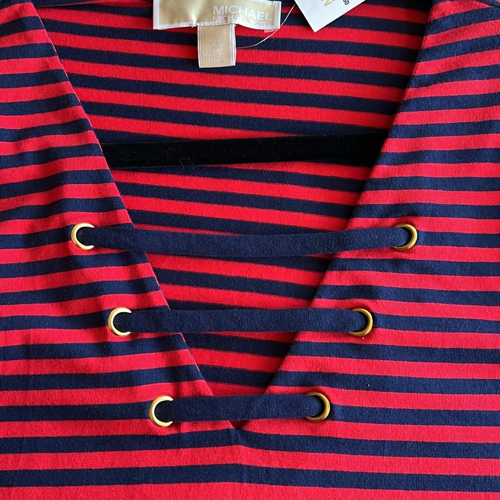 NWT Michael Kors Medium cotton long sleeve dress, navy/red sailor stripe
C - Picture 3 of 6